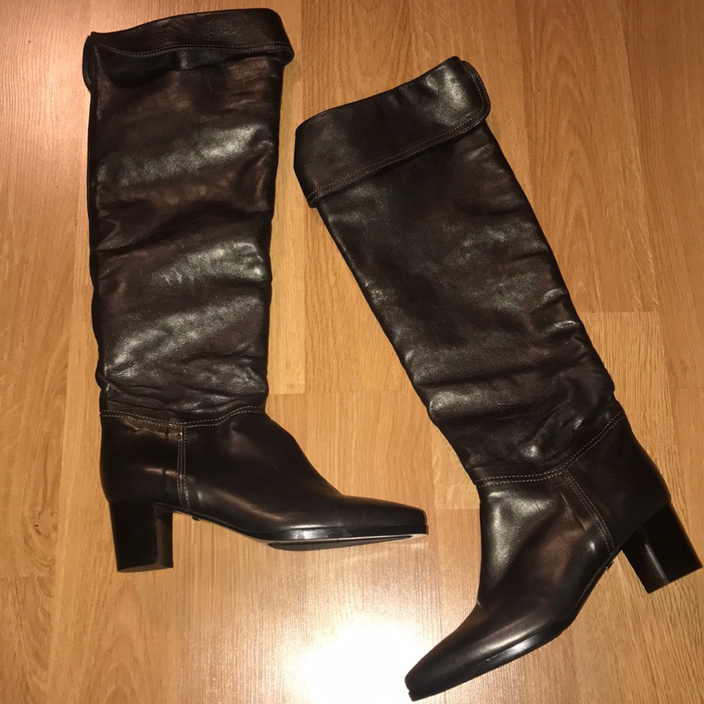 BARBARA BUI bronze leather overtheknee boots,37!NW